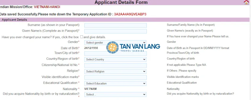 Đơn xin visa Ấn Độ online