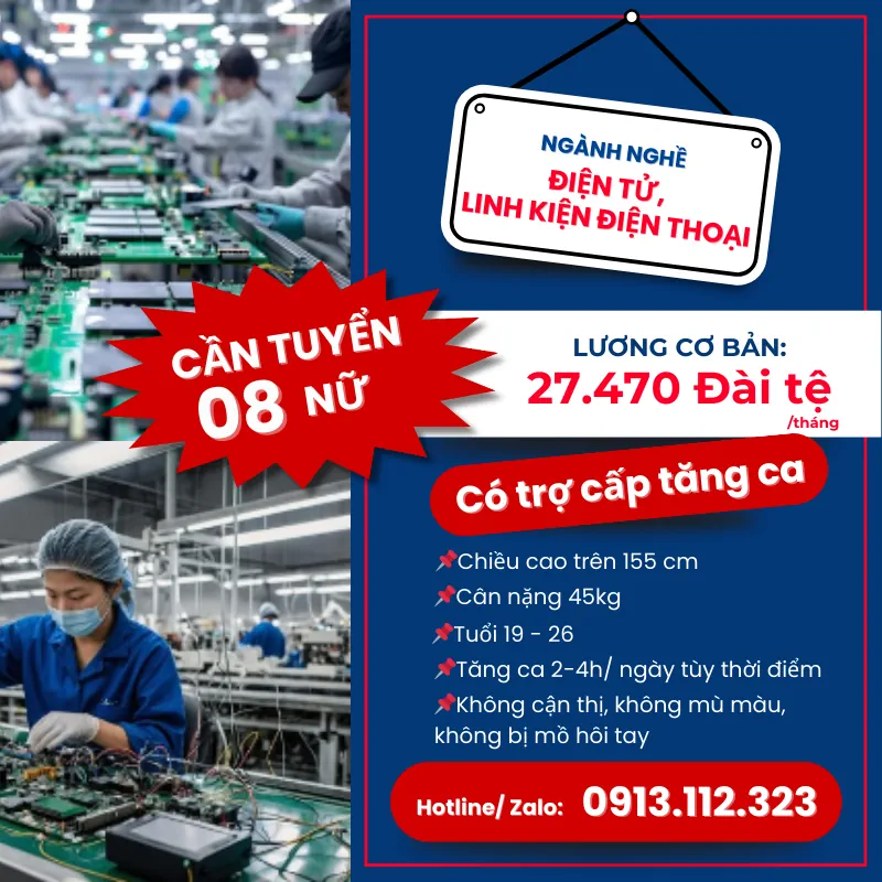 Đơn hàng xuất khẩu lao động Đài Loan