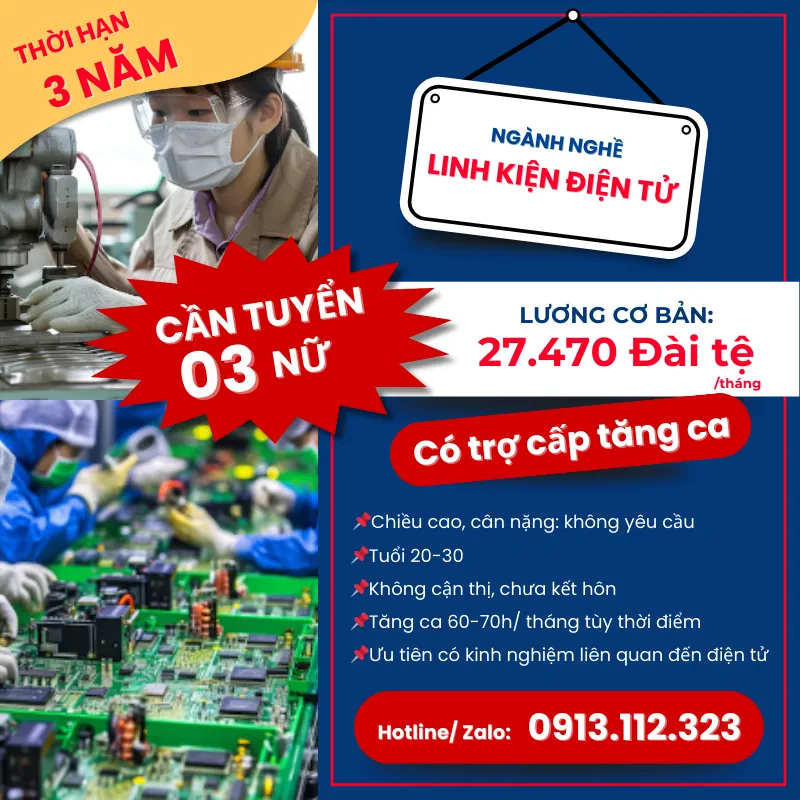 Đơn hàng xuất khẩu lao động Đài Loan