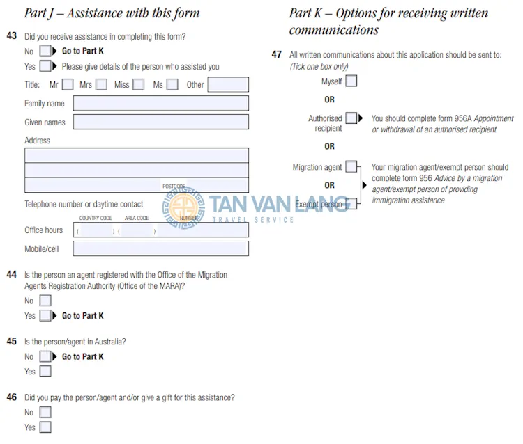 Đơn xin visa Úc Form 1419