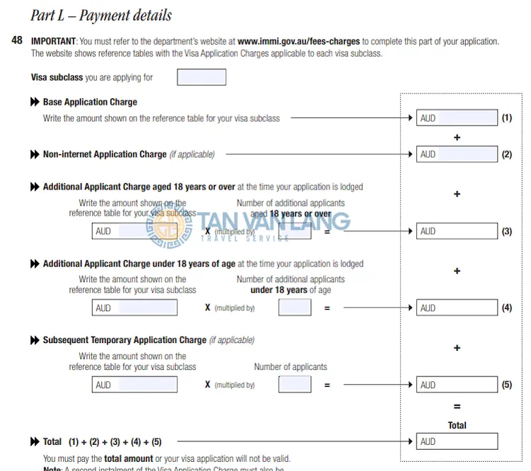 Đơn xin visa Úc Form 1419