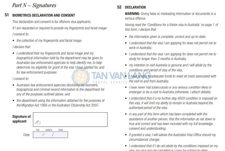 Đơn xin visa Úc Form 1419