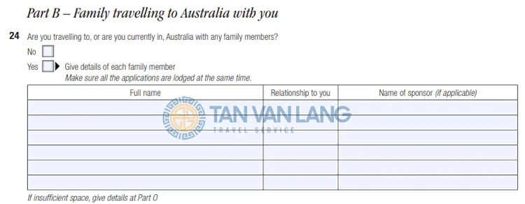 Đơn xin visa Úc Form 1419