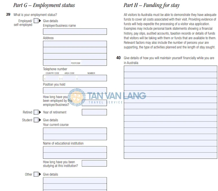 Đơn xin visa Úc Form 1419