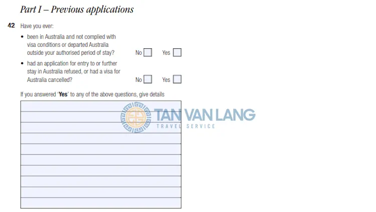 Đơn xin visa Úc Form 1419