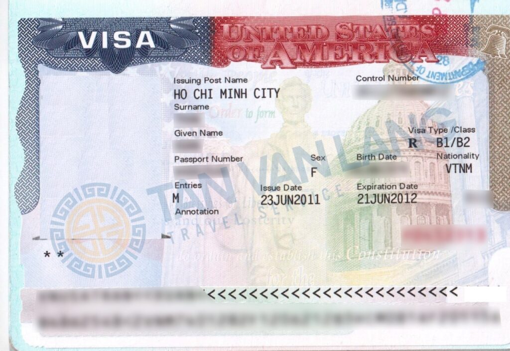 Mẫu visa Mỹ trước khi luật xin visa thay đổi