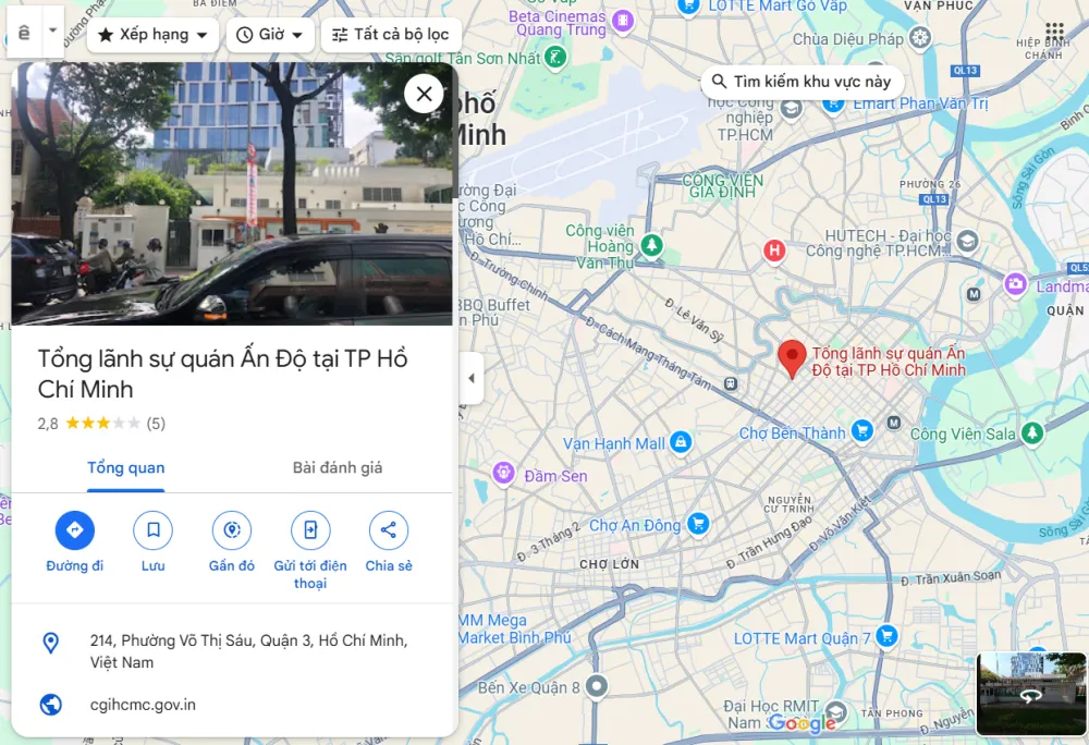 Địa chỉ Đại sứ quán Ấn Độ tại Việt Nam