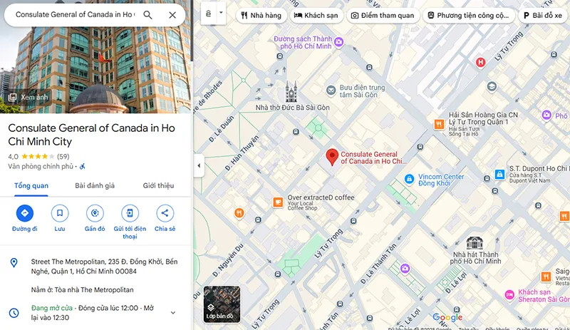 Địa chỉ Đại sứ quán Canada tại Việt Nam
