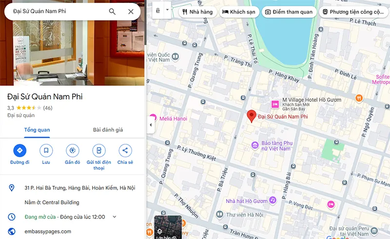 Địa chỉ Đại sứ quán Nam Phi tại Việt Nam