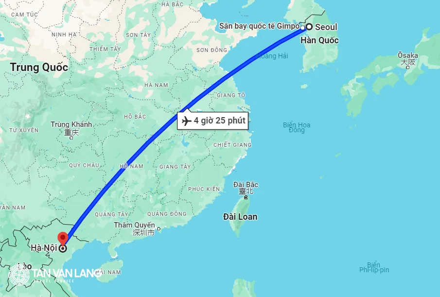 Bay từ Hàn Quốc về Việt Nam mất bao lâu?