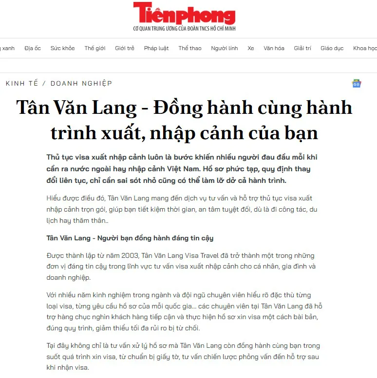 Báo chí đưa tin về Tân Văn Lang