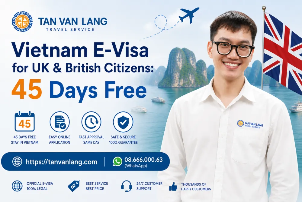 Vietnam E-Visa for UK & British Citizens 2026: 45 Days Free